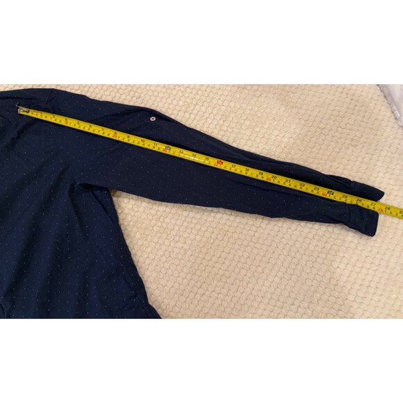 Denim & Flower Ricky Singh Mens Long Sleeve Navy Blue Polka Dot Button-Down Shir - Picture 7 of 7